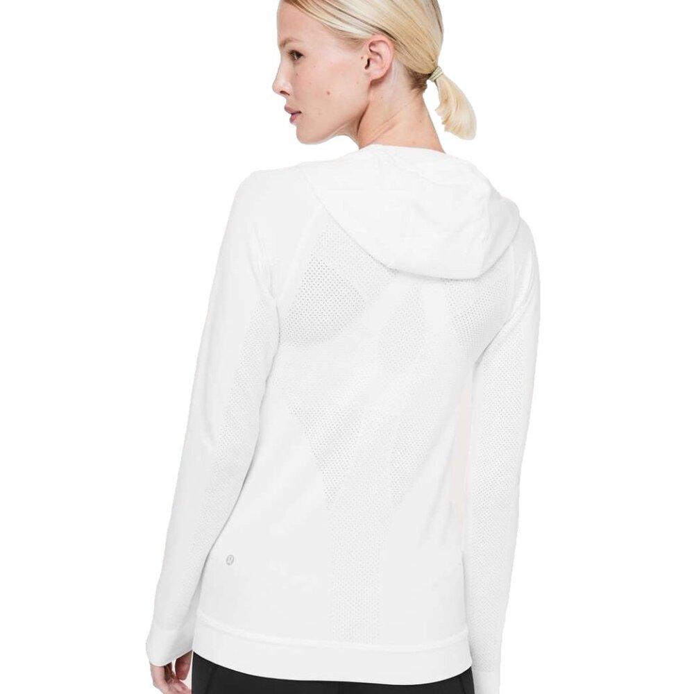 Lululemon Ventilate Hooded Jacket Women Size 6 White Perforated - Picture 9 of 14